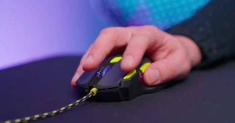 Man Gaming Device Click Mouse Hand Stock Footage 273508226