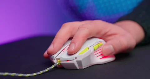 Man Gaming Device White Mouse Stock Footage 273508332