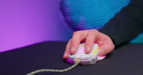 Man Gaming Device White Mouse Click Stock Footage 273508338