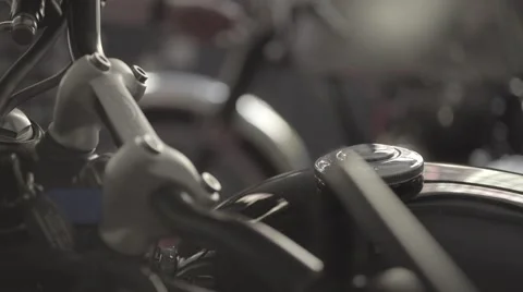 A Man in the Garage With Motorcycles Stock Footage 65197140