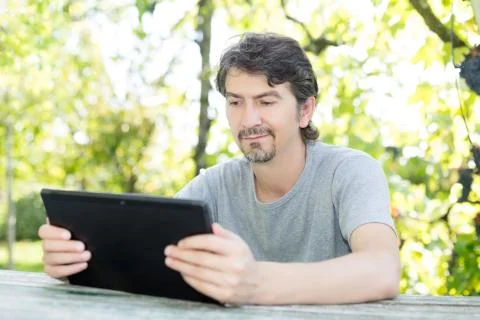 Man at the garden Stock Photos