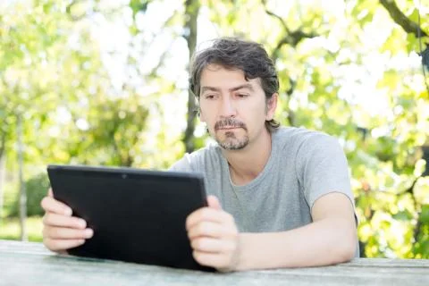 Man at the garden Stock Photos