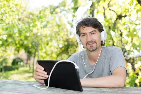 Man at the garden Stock Photos