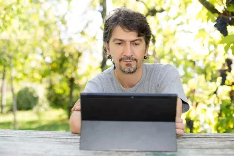 Man at the garden Stock Photos