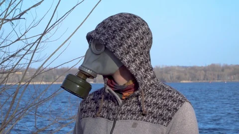 Man in gas masks Stock Footage 127282970
