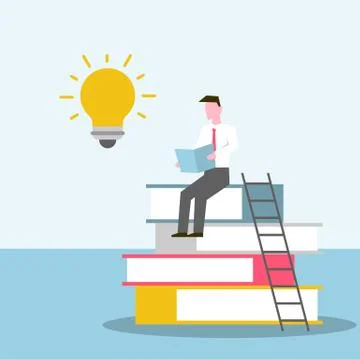 Man gathers knowledge to succeed vector illustration Stock Illustration