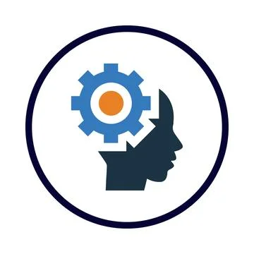 Man, gear, head, human technology icon Stock Illustration