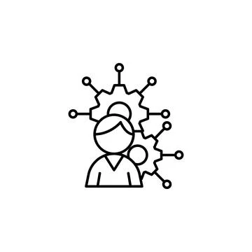 Man gear icon. Simple line, outline vector of artificial Intelligence icons for Stock Illustration