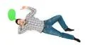 The man gesture and lay near the dialog sign. View from above Photo