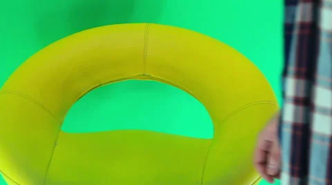 Man gestures on a green background Stock Footage 60745380