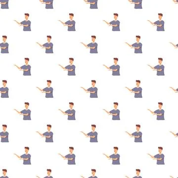 Man gesturing explaining white background seamless pattern Stock Illustration