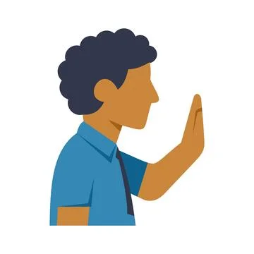 Man gesturing stop sign with raised hand Stock Illustration