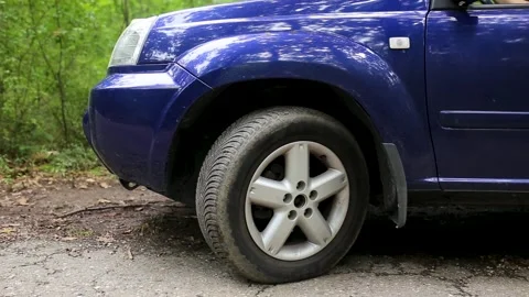 Man get in a car and start movement from off road spot, aggressive start of SUV Stock Footage 207464128