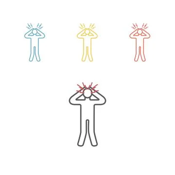 Man get confused. Panic disorder line icon Stock Illustration