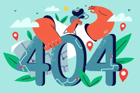 Man get page not found mistake Illustrazione stock