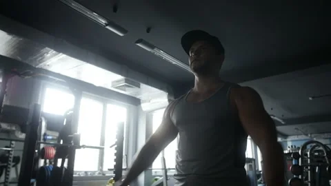 Man gets big doing dumbbell shoulder fly Stock Footage 85612823