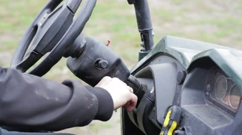 Man gets quad bike Stock Footage 59692371