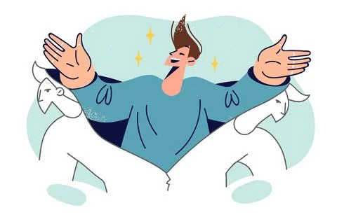 Man gets rid of psychological problems and mental blocks by throwing away old Stock Illustration