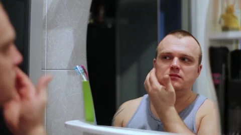 Man Gets Shaving Foam Stock Footage 63601877