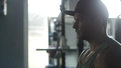 Man is getting big in gym Stock Footage 85612425