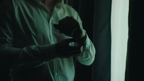 Man getting dressed for work Stock Footage 131399032