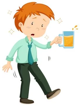 Man getting drunk from drinking beer Stock Illustration