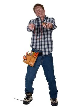 Man getting an electric shock Stock Photos