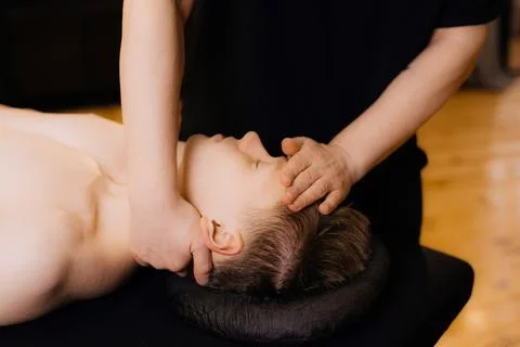 Man getting massage in the spa centre Stock Photos
