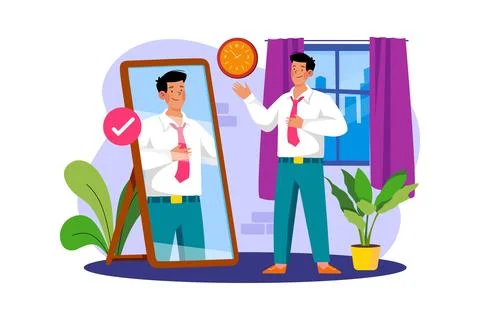 Man getting ready for office Stock Illustration