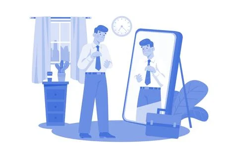 Man getting ready for office Stock Illustration