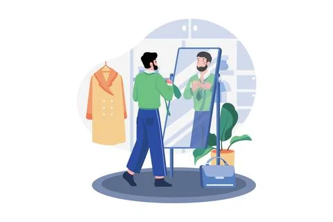 Man Getting Ready For Office Illustration concept. A flat illustration isol.. Stock Illustration