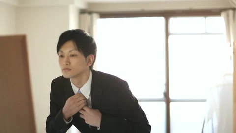 Man getting ready for work, man in suit Stock Footage 159806469