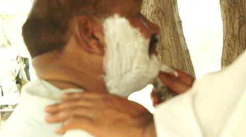 Man getting shave Stock Footage 59962628