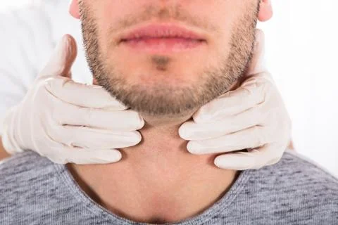 Man Getting Thyroid Gland Control Stock Photos