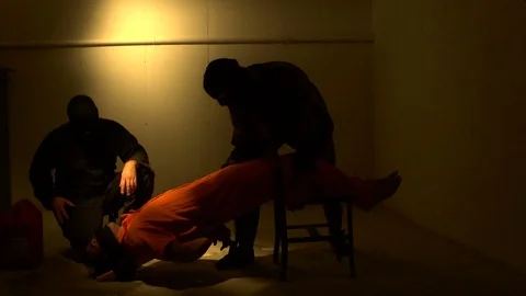 Man getting waterboarded Stock Footage 129264933