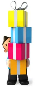 Man with gift box Illustrazione stock