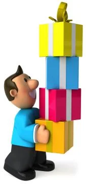 Man with gift box Illustrazione stock