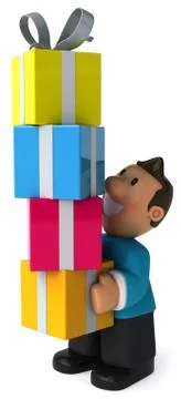 Man with gift box Illustrazione stock