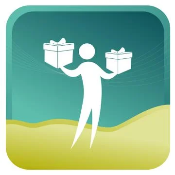 Man with gift box... Illustrazione stock