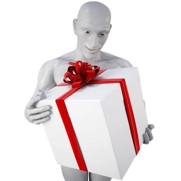 Man with gift Illustrazione stock