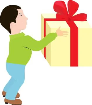 Man with gift Illustrazione stock