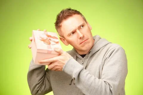 Man with gift Stock Photos