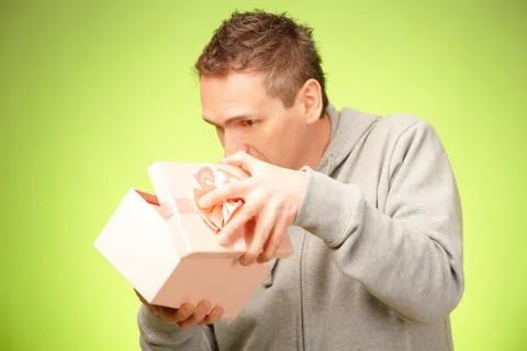 Man with gift Stock Photos