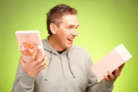 Man with gift Stock Photos