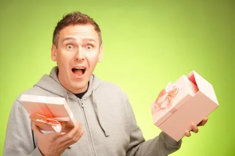 Man with gift Stock Photos