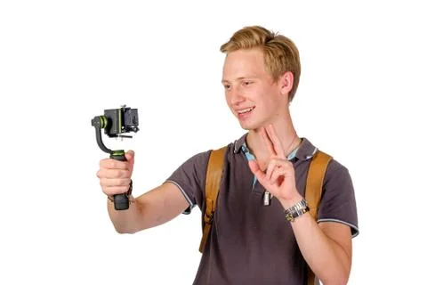 Man with gimbal isolated Stock Photos