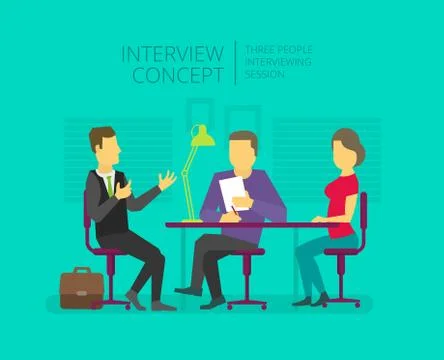 Man to give, grant an interview. Chat show. Personal interviewer Stock Illustration