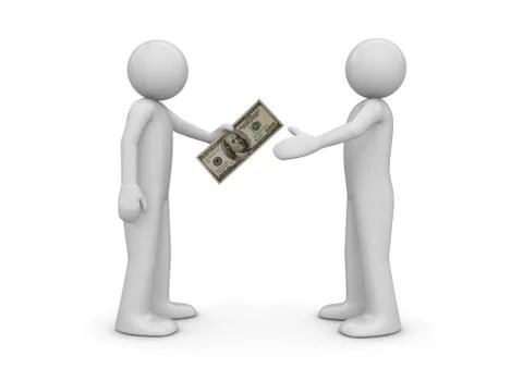 Man gives $100 note to another - finance collection Stock Illustration