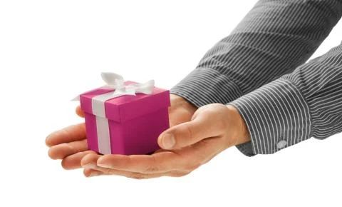 Man gives a gift Stock Photos