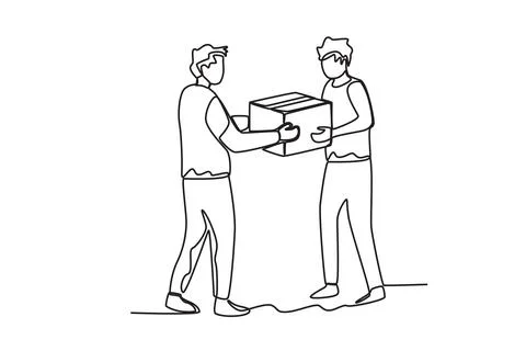 A man gives a help box to his friend Stock Illustration